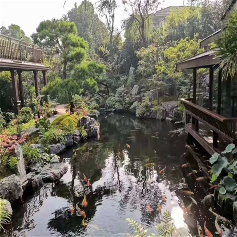 麻章庭院小型鱼池假山图片